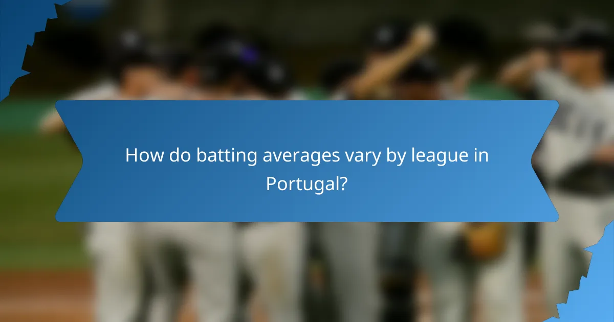 How do batting averages vary by league in Portugal?