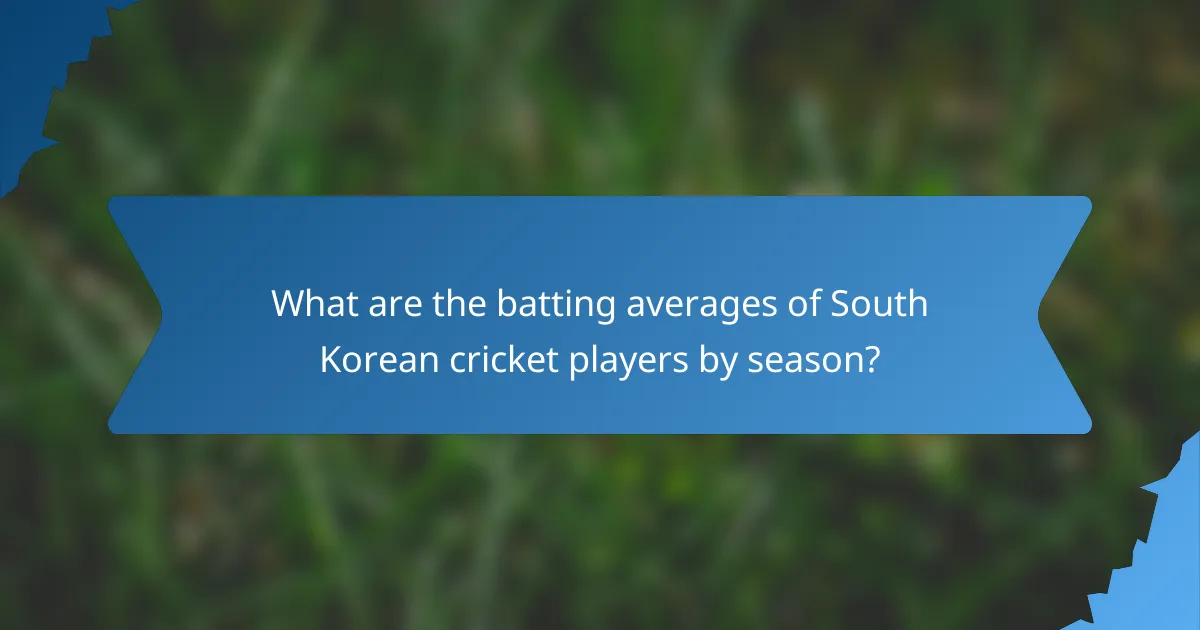 What are the batting averages of South Korean cricket players by season?