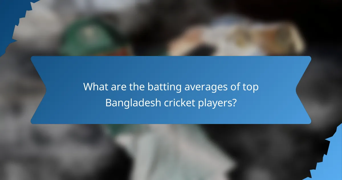 What are the batting averages of top Bangladesh cricket players?