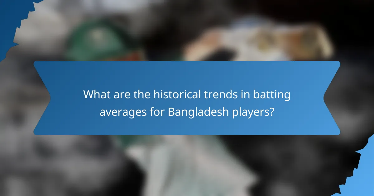 What are the historical trends in batting averages for Bangladesh players?