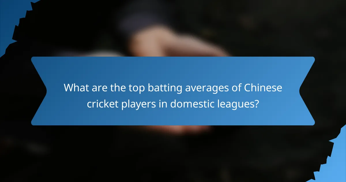 What are the top batting averages of Chinese cricket players in domestic leagues?