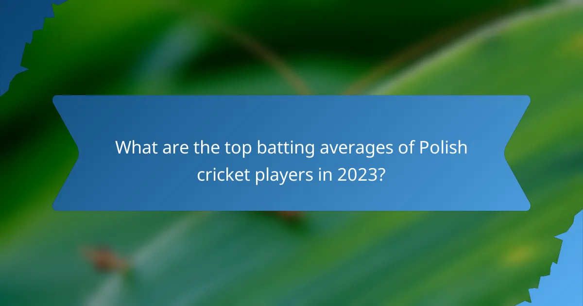 What are the top batting averages of Polish cricket players in 2023?