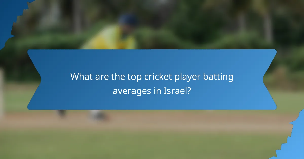 What are the top cricket player batting averages in Israel?