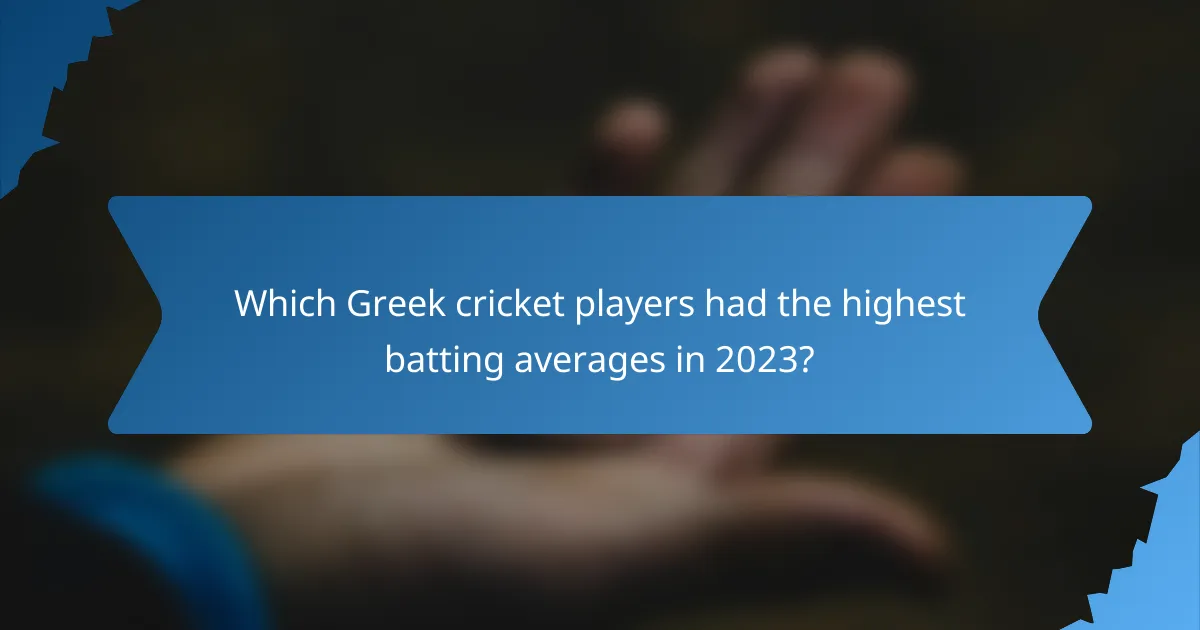 Which Greek cricket players had the highest batting averages in 2023?