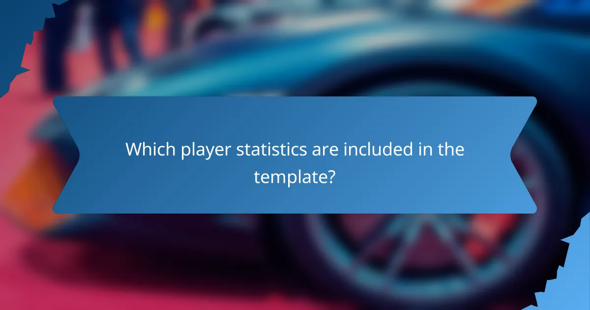 Which player statistics are included in the template?