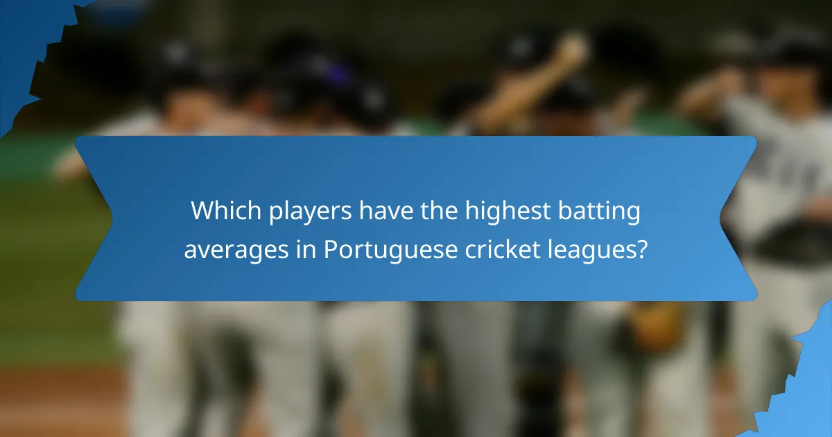 Which players have the highest batting averages in Portuguese cricket leagues?