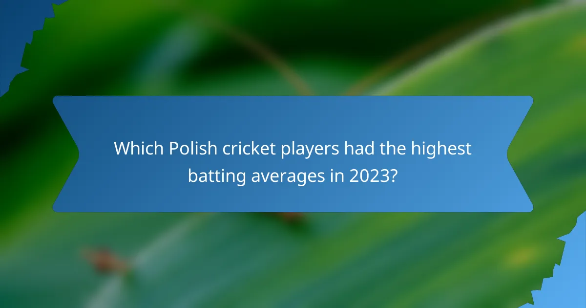 Which Polish cricket players had the highest batting averages in 2023?