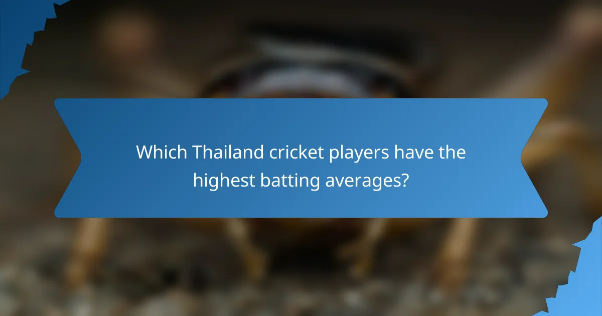 Which Thailand cricket players have the highest batting averages?