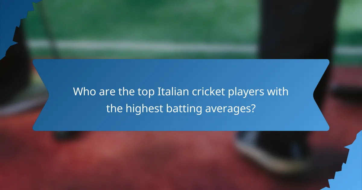 Who are the top Italian cricket players with the highest batting averages?